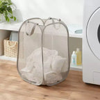 Panier à linge en maille pliable escamotable — Forme cubique, double poignée, léger