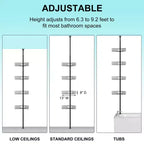 Étagère d'angle de salle de bain, étagère réglable à quatre niveaux, étagère de douche antirouille, support de baignoire autoportant, avec tringle télescopique