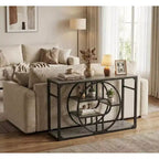 Console O-Shaped de 55 pouces avec 5 niveaux de rangement — Table de canapé étroite industrielle pour entrée