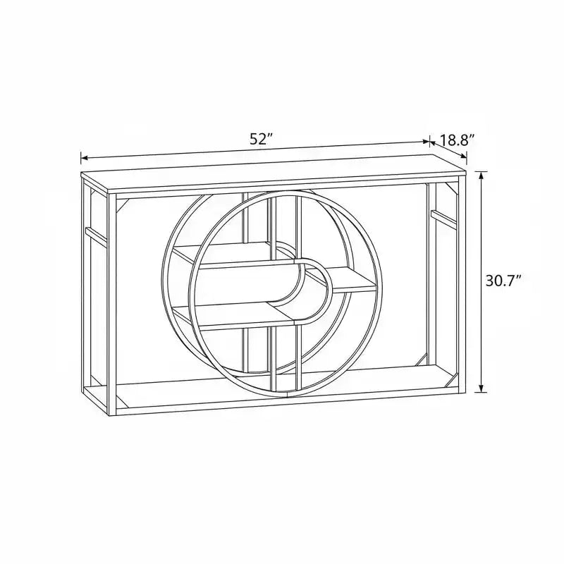 Console O-Shaped de 55 pouces avec 5 niveaux de rangement — Table de canapé étroite industrielle pour entrée