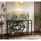 Console O-Shaped de 55 pouces avec 5 niveaux de rangement — Table de canapé étroite industrielle pour entrée