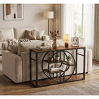 Console O-Shaped de 55 pouces avec 5 niveaux de rangement — Table de canapé étroite industrielle pour entrée
