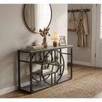 Console O-Shaped de 55 pouces avec 5 niveaux de rangement — Table de canapé étroite industrielle pour entrée