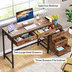 Bureau d'ordinateur 39" avec 5 tiroirs — Style industriel rustique, Bureau à domicile