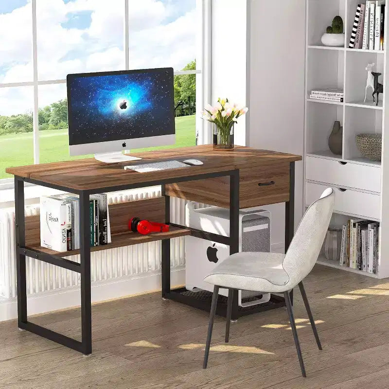 Table à Dessin Premium avec Tiroirs de Rangement, Étagères et Plateau Inclinable — Bureau à Domicile