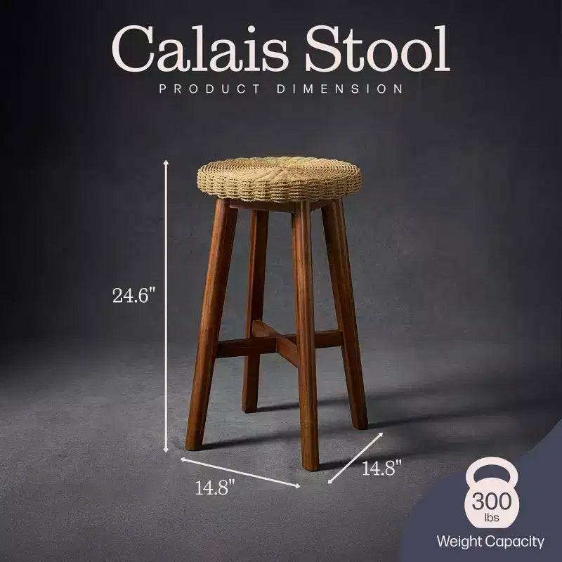 Tabouret de bar rond en bois d'acacia de 61 cm — Fini châtaigne, capacité de 136 kg, style ferme