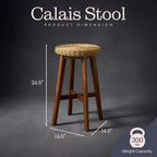 Tabouret de bar rond en bois d'acacia de 61 cm — Fini châtaigne, capacité de 136 kg, style ferme