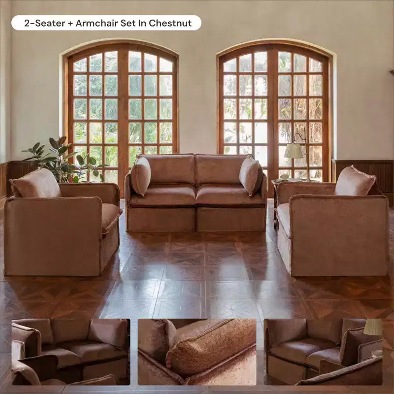 Canapé Modulable Lavable 4 Places — Assise en Mousse à Mémoire de Forme, Coussin Contour, Adapté aux Animaux