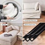 Canapé Modulable Lavable 4 Places — Assise en Mousse à Mémoire de Forme, Coussin Contour, Adapté aux Animaux