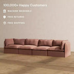 Canapé Modulable Lavable 4 Places — Assise en Mousse à Mémoire de Forme, Coussin Contour, Adapté aux Animaux