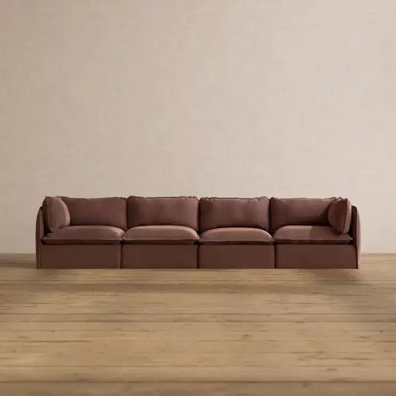 Canapé Modulable Lavable 4 Places — Assise en Mousse à Mémoire de Forme, Coussin Contour, Adapté aux Animaux