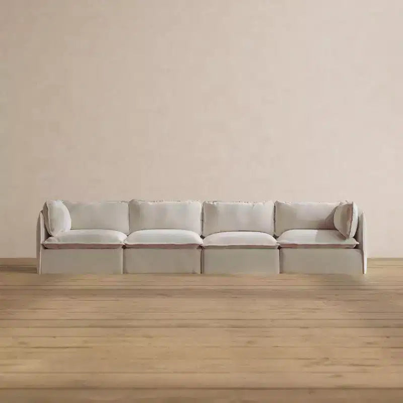 Canapé Modulable Lavable 4 Places — Assise en Mousse à Mémoire de Forme, Coussin Contour, Adapté aux Animaux