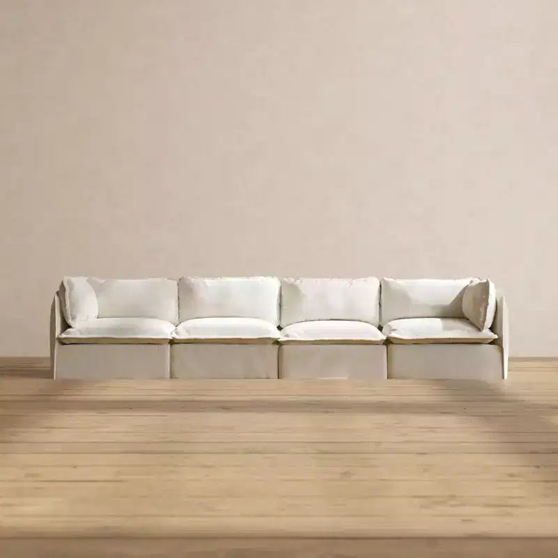 Canapé Modulable Lavable 4 Places — Assise en Mousse à Mémoire de Forme, Coussin Contour, Adapté aux Animaux