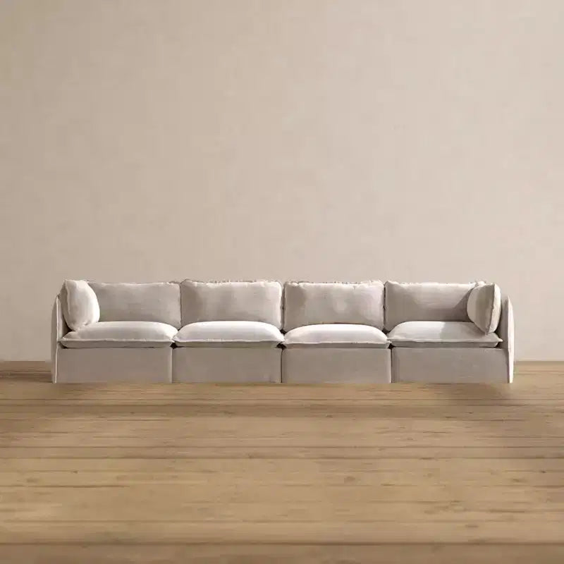 Canapé Modulable Lavable 4 Places — Assise en Mousse à Mémoire de Forme, Coussin Contour, Adapté aux Animaux