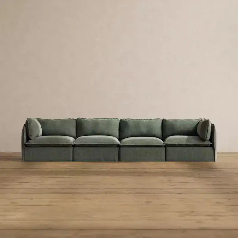 Canapé Modulable Lavable 4 Places — Assise en Mousse à Mémoire de Forme, Coussin Contour, Adapté aux Animaux