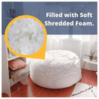Pouf géant de 1,80 m – Fourrure Nuage, Housse lavable en machine, Rempli de mousse
