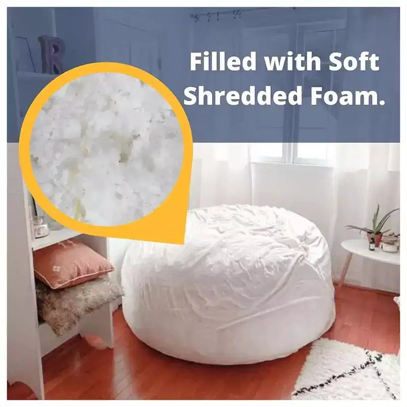 Pouf géant de 1,80 m – Fourrure Nuage, Housse lavable en machine, Rempli de mousse