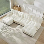 Canapé modulaire sectionnel en forme de U en chenille Havenridge 138" avec pouf — 6 pièces, 6 places