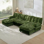 Canapé modulaire sectionnel en forme de U en chenille Havenridge 138" avec pouf — 6 pièces, 6 places