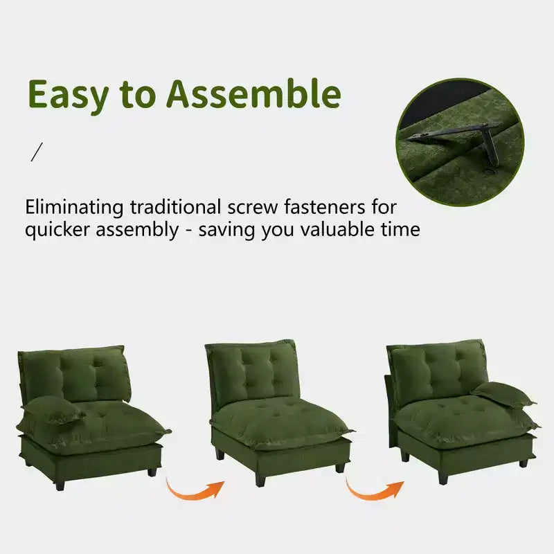 Canapé modulaire sectionnel en forme de U en chenille Havenridge 138" avec pouf — 6 pièces, 6 places