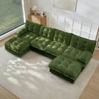 Canapé modulaire sectionnel en forme de U en chenille Havenridge 138" avec pouf — 6 pièces, 6 places