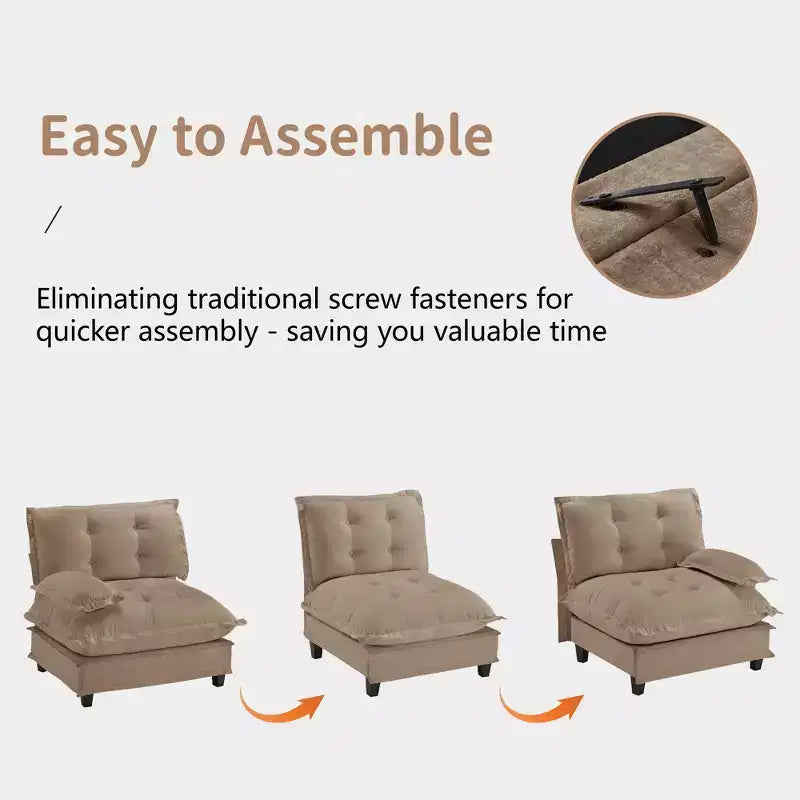 Canapé modulaire sectionnel en forme de U en chenille Havenridge 138" avec pouf — 6 pièces, 6 places