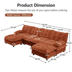Canapé modulaire sectionnel en forme de U en chenille Havenridge 138" avec pouf — 6 pièces, 6 places