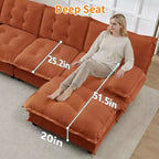 Canapé modulaire sectionnel en forme de U en chenille Havenridge 138" avec pouf — 6 pièces, 6 places