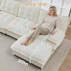 Canapé modulaire sectionnel en forme de U en chenille Havenridge 138" avec pouf — 6 pièces, 6 places