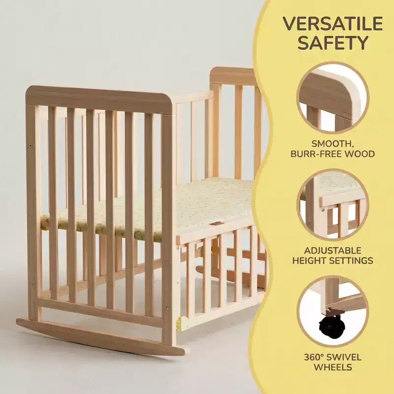 Lit de chevet convertible 3-en-1 Dublin — Pin massif, roulettes, capacité de 45 kg