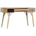 Bureau de 130 cm en manguier massif — Mid-Century Modern, 3 tiroirs, finition marron naturel