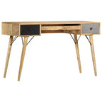 Bureau de 130 cm en manguier massif — Mid-Century Modern, 3 tiroirs, finition marron naturel