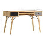 Bureau de 130 cm en manguier massif — Mid-Century Modern, 3 tiroirs, finition marron naturel