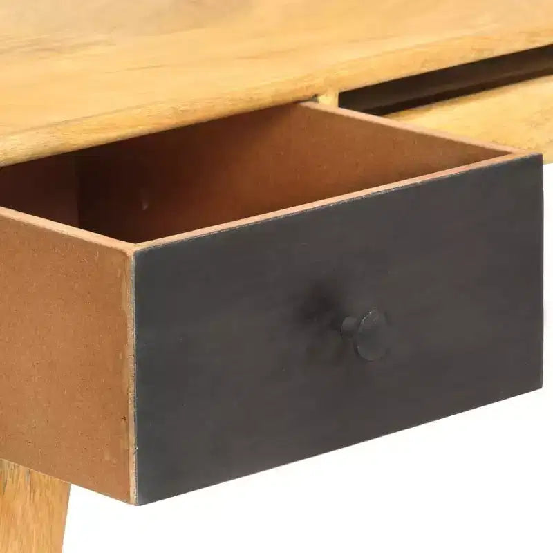 Bureau de 130 cm en manguier massif — Mid-Century Modern, 3 tiroirs, finition marron naturel