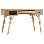Bureau de 130 cm en manguier massif — Mid-Century Modern, 3 tiroirs, finition marron naturel