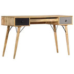 Bureau de 130 cm en manguier massif — Mid-Century Modern, 3 tiroirs, finition marron naturel