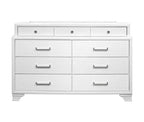 Commode horizontale Jordyn Gray Wood — 9 tiroirs, poignées barre, façades texturées