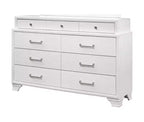 Commode horizontale Jordyn Gray Wood — 9 tiroirs, poignées barre, façades texturées