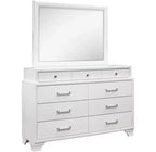 Commode horizontale Jordyn Gray Wood — 9 tiroirs, poignées barre, façades texturées