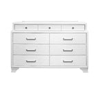 Commode horizontale Jordyn Gray Wood — 9 tiroirs, poignées barre, façades texturées