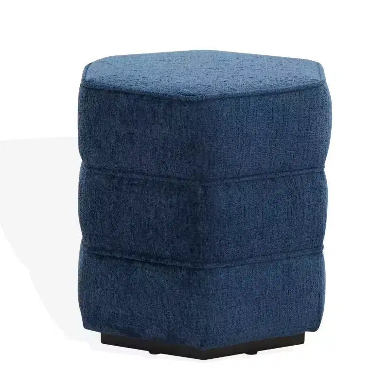 Pouf hexagonal Rosaria Chenille — Structure en bois, polyester, mousse de polyuréthane