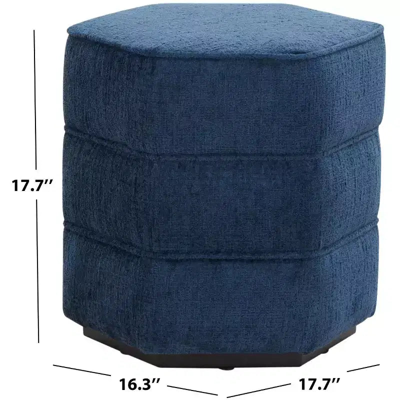 Pouf hexagonal Rosaria Chenille — Structure en bois, polyester, mousse de polyuréthane