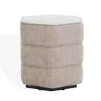 Pouf hexagonal Rosaria Chenille — Structure en bois, polyester, mousse de polyuréthane