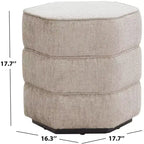 Pouf hexagonal Rosaria Chenille — Structure en bois, polyester, mousse de polyuréthane