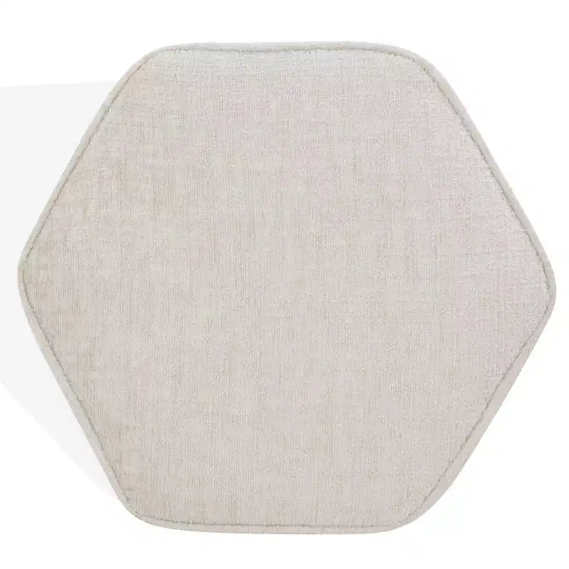 Pouf hexagonal Rosaria Chenille — Structure en bois, polyester, mousse de polyuréthane