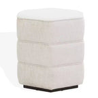 Pouf hexagonal Rosaria Chenille — Structure en bois, polyester, mousse de polyuréthane