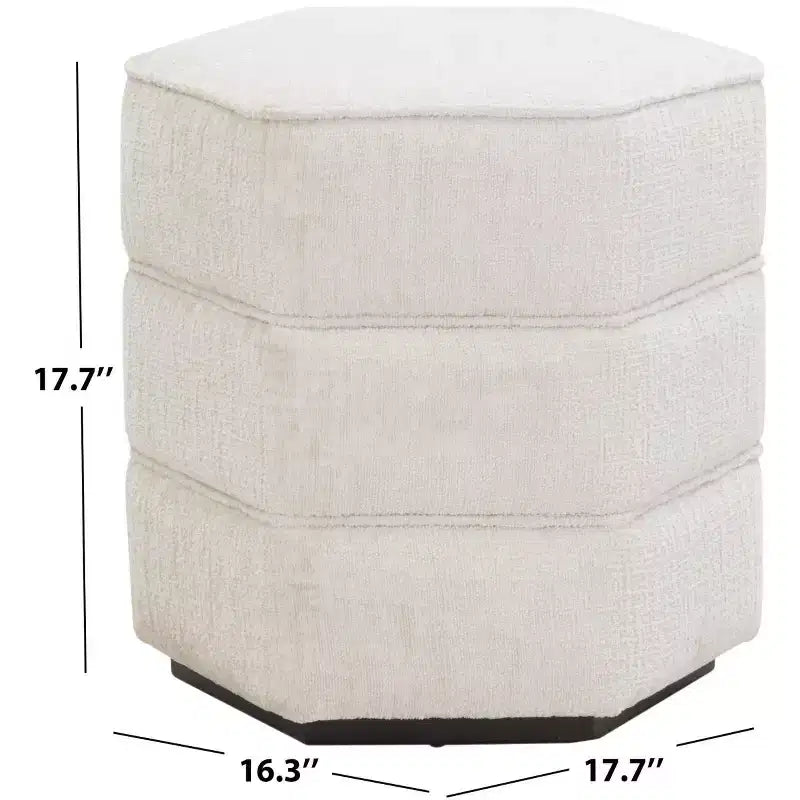 Pouf hexagonal Rosaria Chenille — Structure en bois, polyester, mousse de polyuréthane