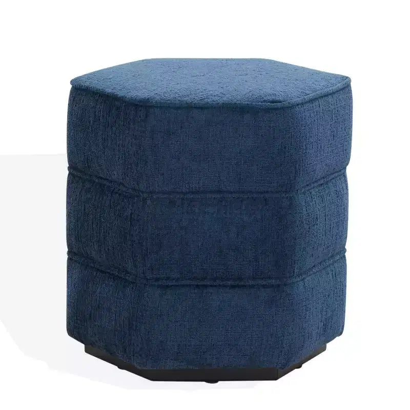 Pouf hexagonal Rosaria Chenille — Structure en bois, polyester, mousse de polyuréthane
