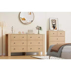 Commode de chambre à 6 tiroirs de 50 po – Commode moderne en bois avec grand espace de rangement, poignées noires