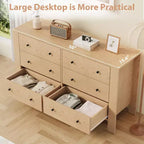 Commode de chambre à 6 tiroirs de 50 po – Commode moderne en bois avec grand espace de rangement, poignées noires